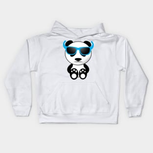 Cool cute panda bear sunglasses blue Kids Hoodie